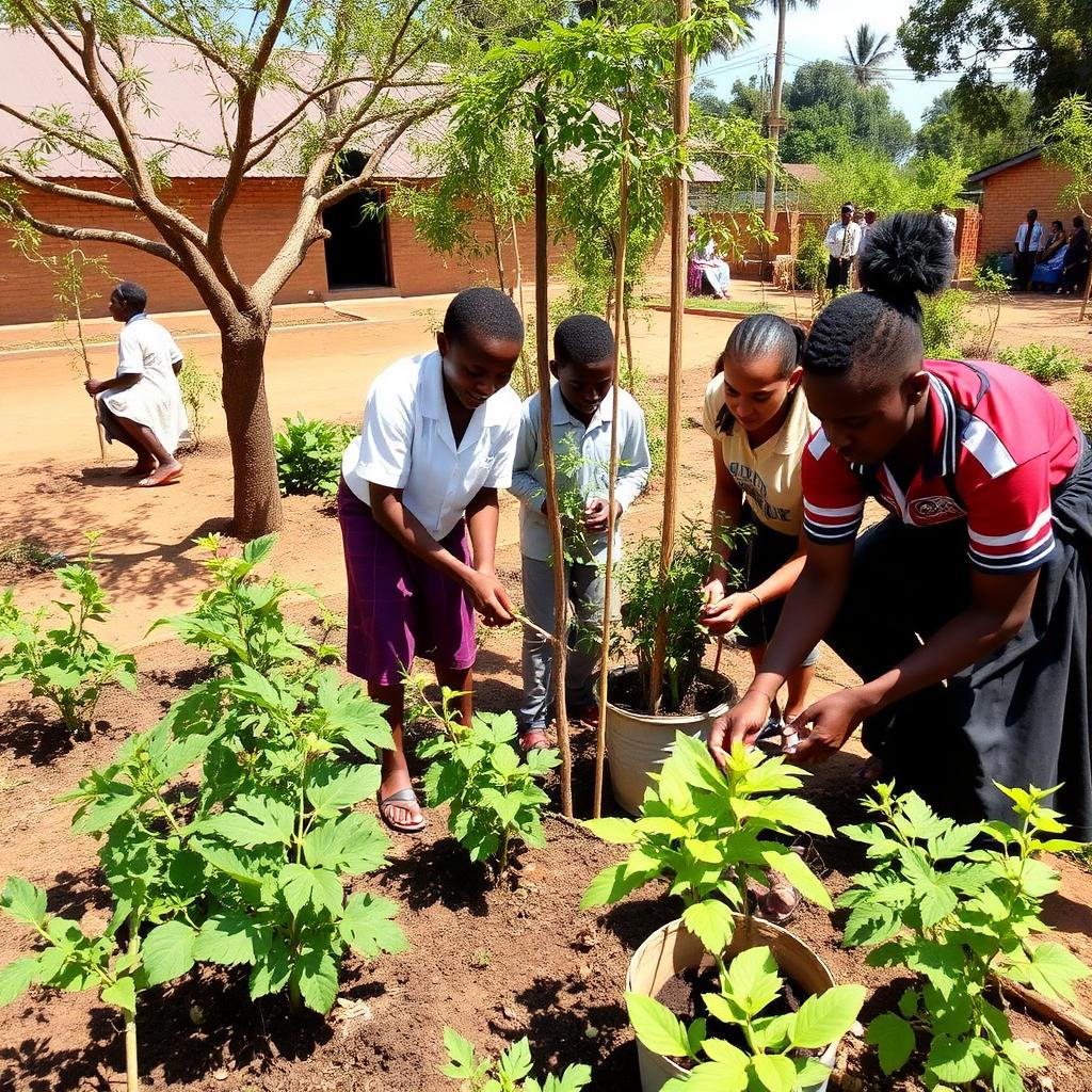 Students in a Green Heritage 'Living Laboratory' school garden