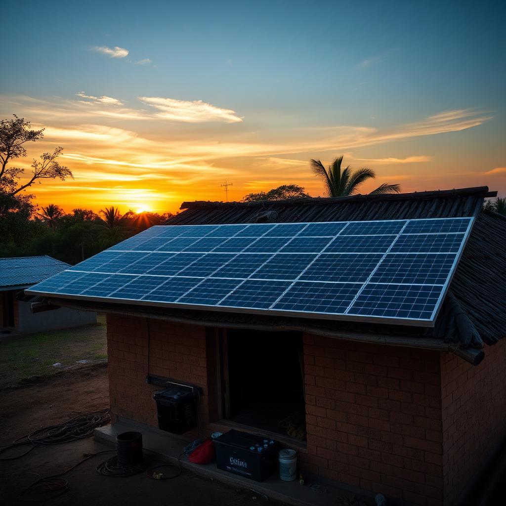 Solar panel array powering an island fisheries cold-storage unit